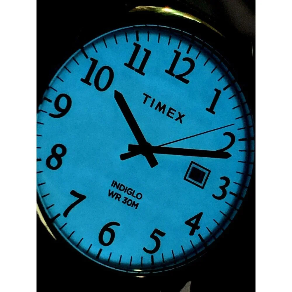 Timex Men's Watch TW2W52100 Quartz Indiglo White Dial Date Brown Leather 40mm